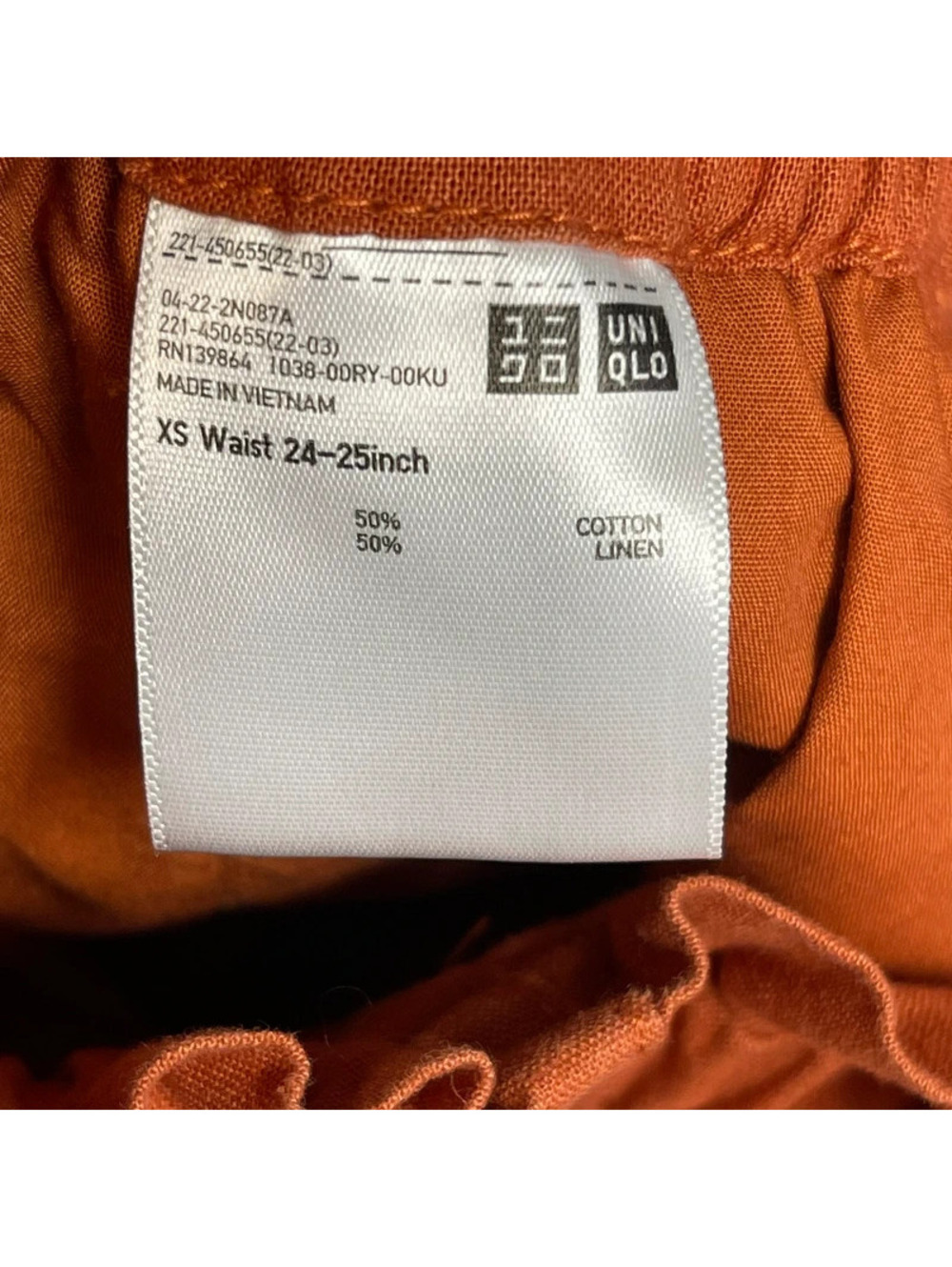 Uniqlo Women's Rust Paperbag Linen Cotton Shorts Drawstring XS - Picture 5 of 7